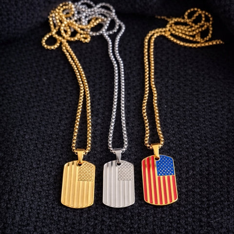 Vowryn Service Flag Dog Tag Necklace