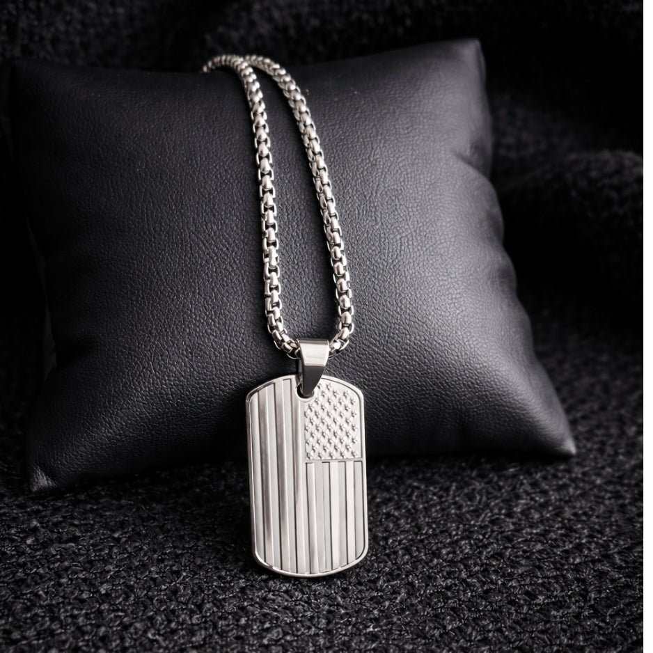 Vowryn Service Flag Dog Tag Necklace