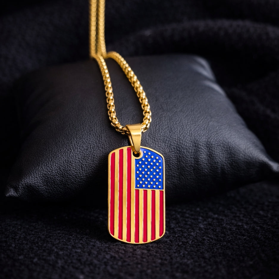 Vowryn Service Flag Dog Tag Necklace