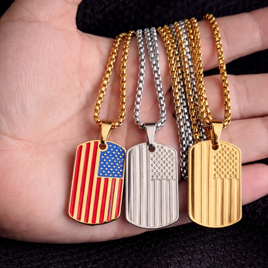 Vowryn Service Flag Dog Tag Necklace