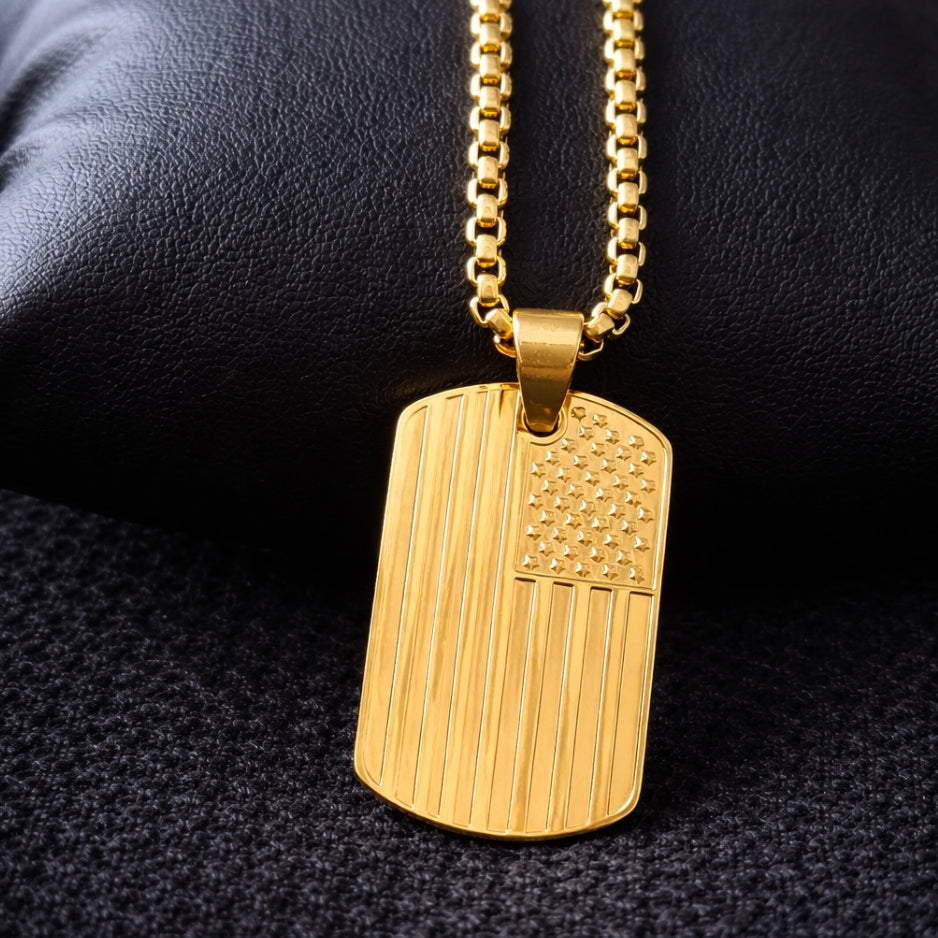 Vowryn Service Flag Dog Tag Necklace
