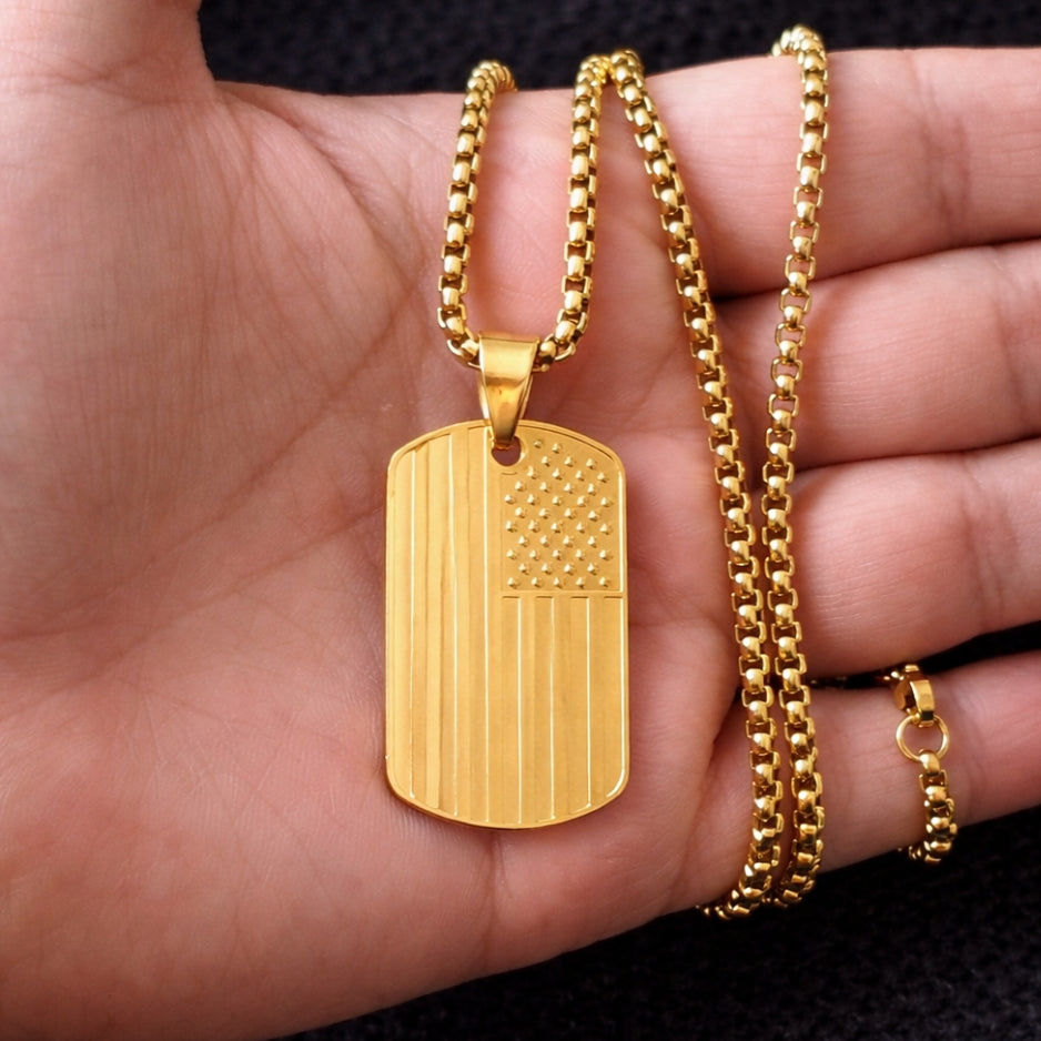 Vowryn Service Flag Dog Tag Necklace