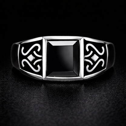Vowryn Blackstone Celtic Signet Ring
