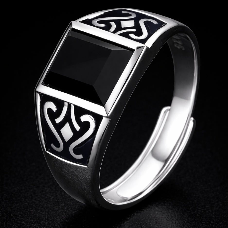 Vowryn Blackstone Celtic Signet Ring