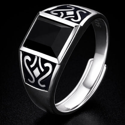 Vowryn Blackstone Celtic Signet Ring