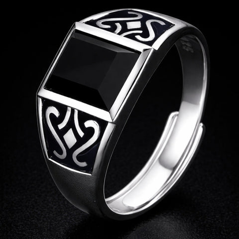 Vowryn Blackstone Celtic Signet Ring