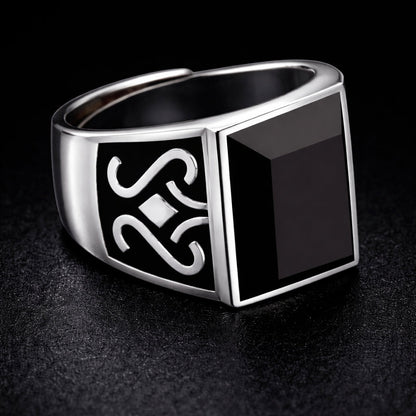 Vowryn Blackstone Celtic Signet Ring
