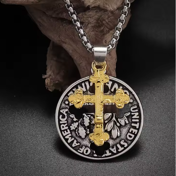 Vowryn Covenant Coin Cross Necklace