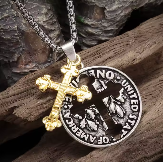 Vowryn Covenant Coin Cross Necklace