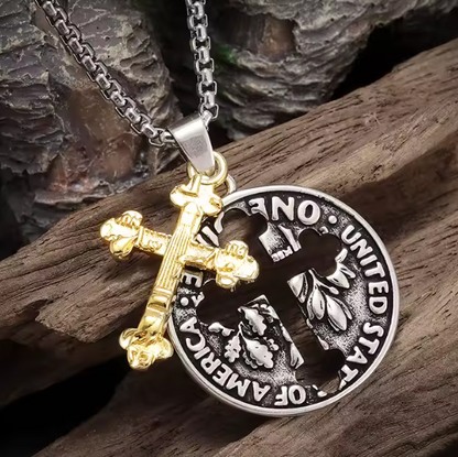 Vowryn Covenant Coin Cross Necklace