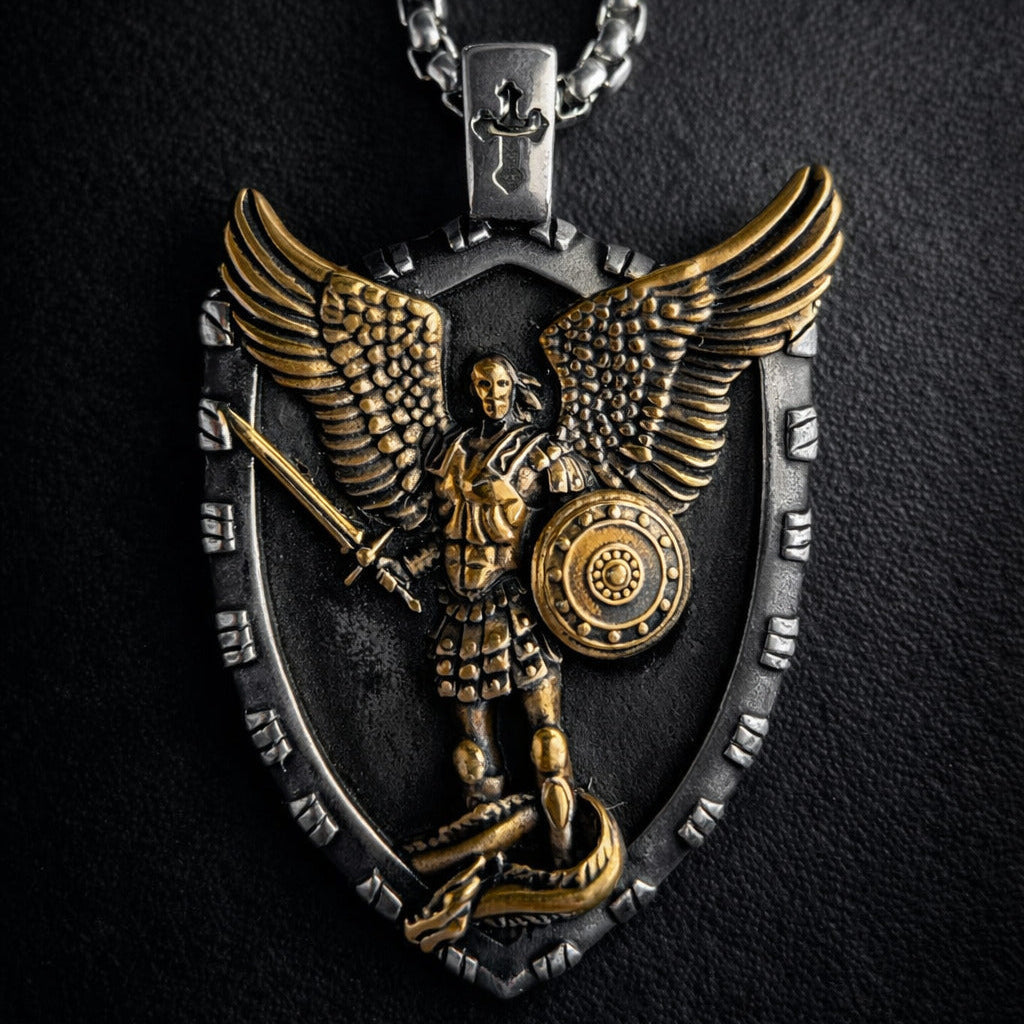 Vowryn Heavenward Michael Shield Necklace