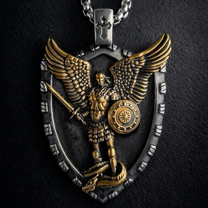 Vowryn Heavenward Michael Shield Necklace