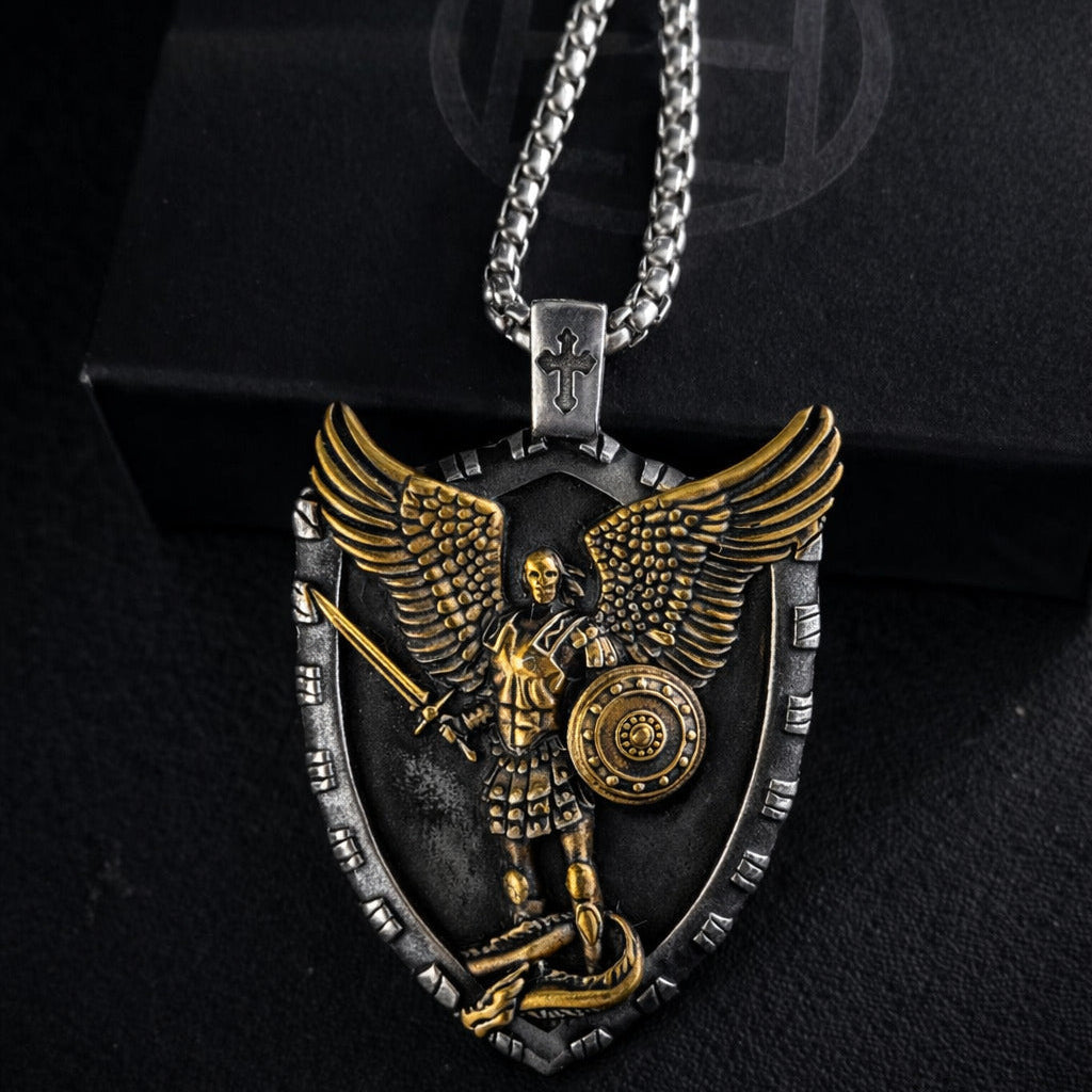 Vowryn Heavenward Michael Shield Necklace