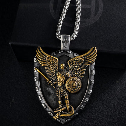 Vowryn Heavenward Michael Shield Necklace