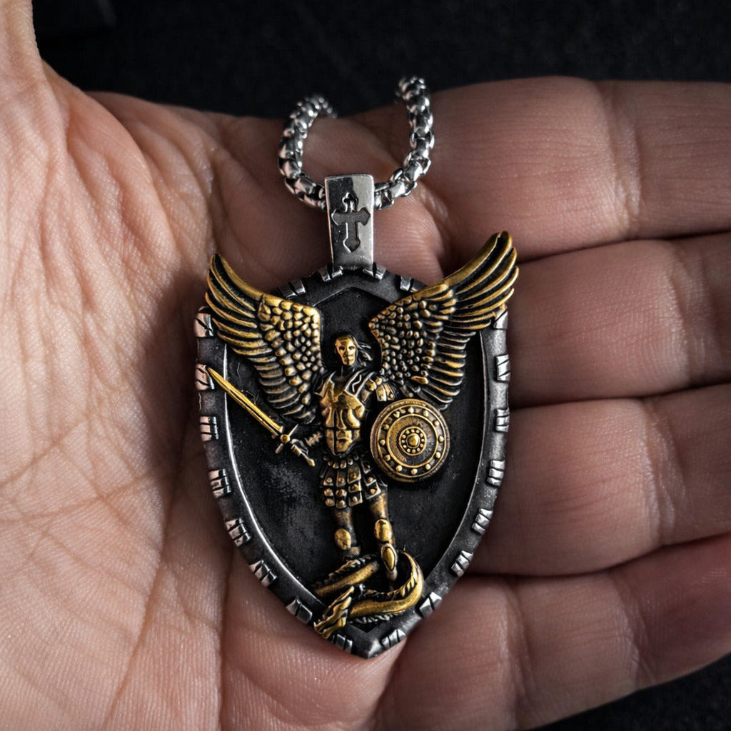 Vowryn Heavenward Michael Shield Necklace