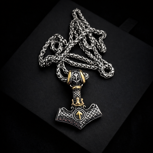 Vowryn Thunder Crown Mjolnir Necklace