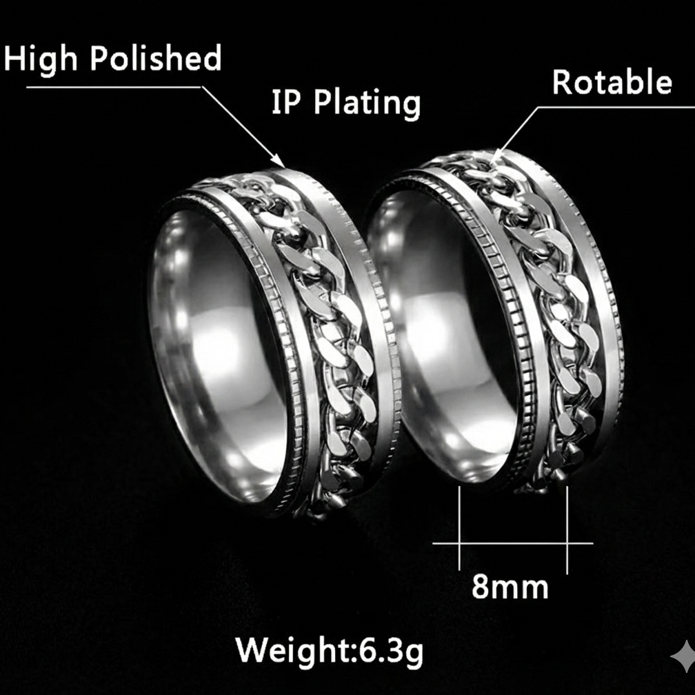 Vowryn Linkspin Cuban Ring