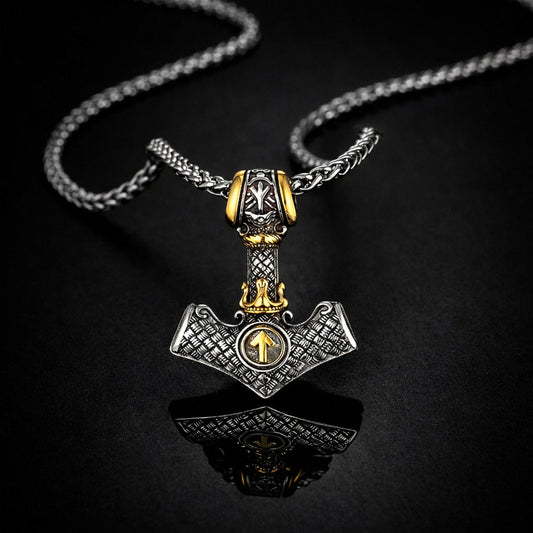 Vowryn Thunder Crown Mjolnir Necklace