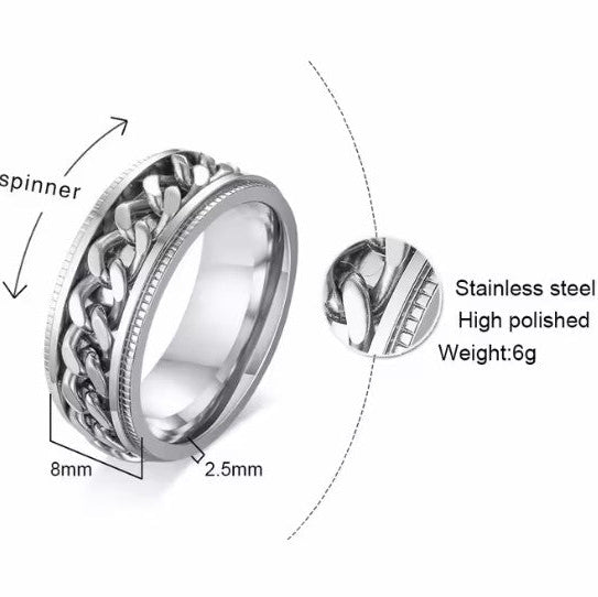 Vowryn Linkspin Cuban Ring
