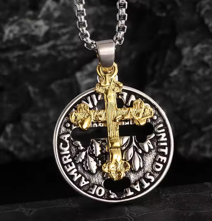 Vowryn Covenant Coin Cross Necklace