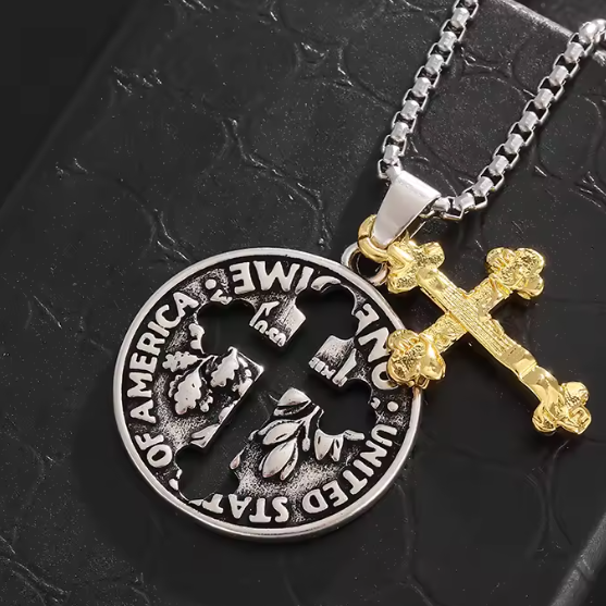Vowryn Covenant Coin Cross Necklace