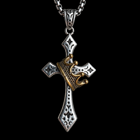 Vowryn Crowned Faith Cross Necklace