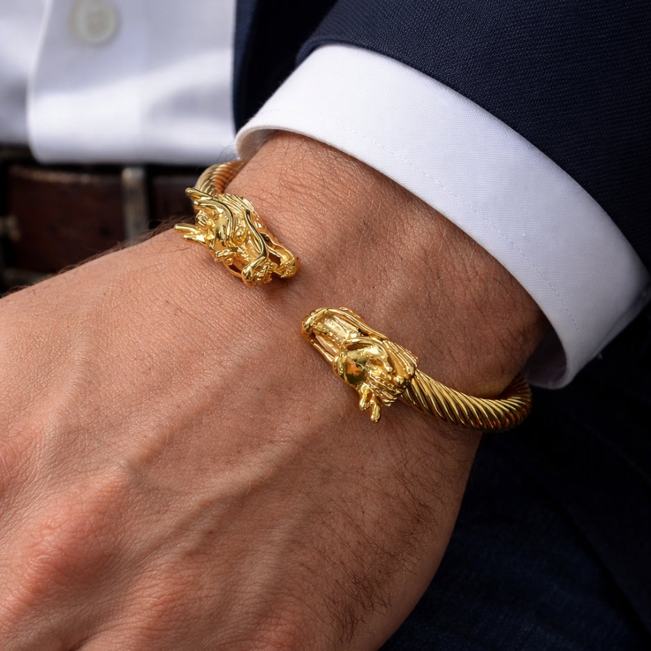 Vowryn Twin Drake Dragon Cuff