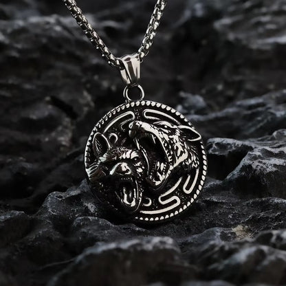 Vowryn Packbound Twin Wolves Necklace