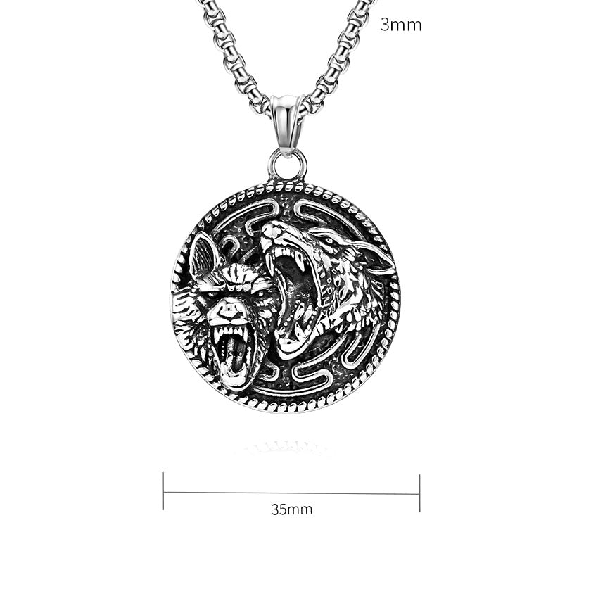Vowryn Packbound Twin Wolves Necklace