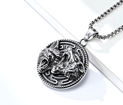 Vowryn Packbound Twin Wolves Necklace