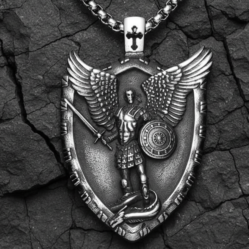Vowryn Heavenward Michael Shield Necklace