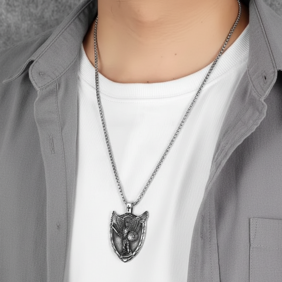 Vowryn Heavenward Michael Shield Necklace
