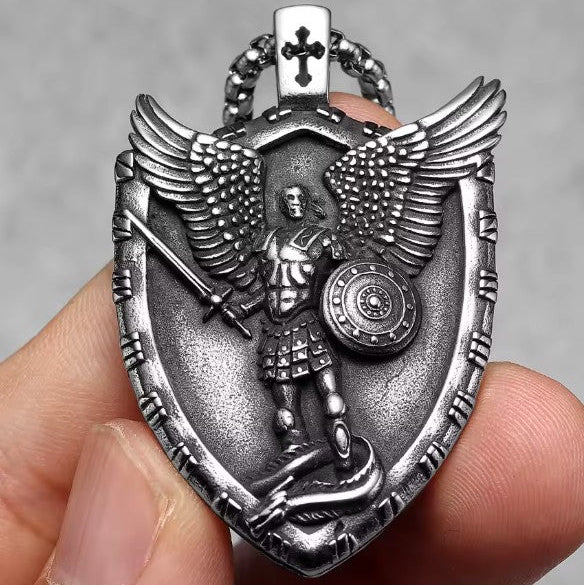 Vowryn Heavenward Michael Shield Necklace