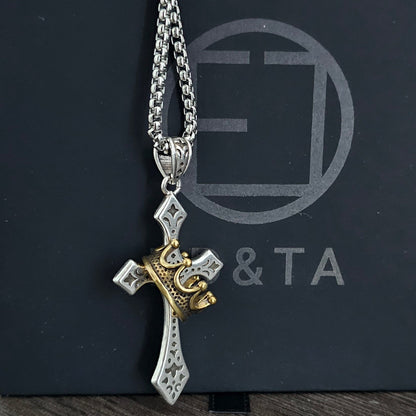 Vowryn Crowned Faith Cross Necklace