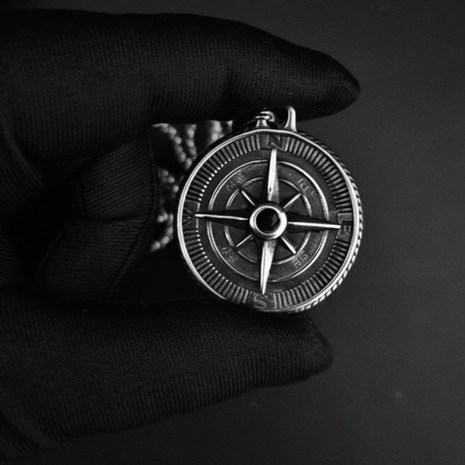 Vowryn Blackstone Explorer Compass Necklace